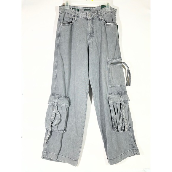 wild fable Denim - Wild Fable Cargo Jeans Women 6 Gray Acid Wash Mid Rise Baggy Streetcore Hip Hop